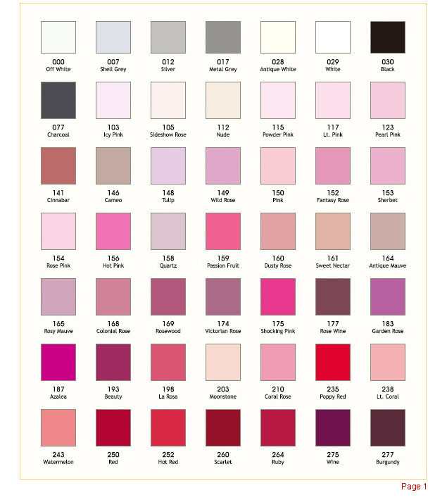 Different Shades Of Pink Color Chart